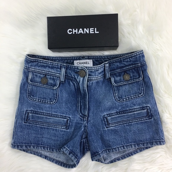 chanel denim shorts